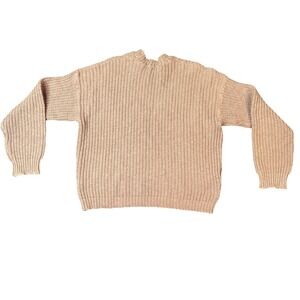 It Is Well USA Made Knit Sweater Oversized Pullover Ribbed Casual Size XL‎ Beige